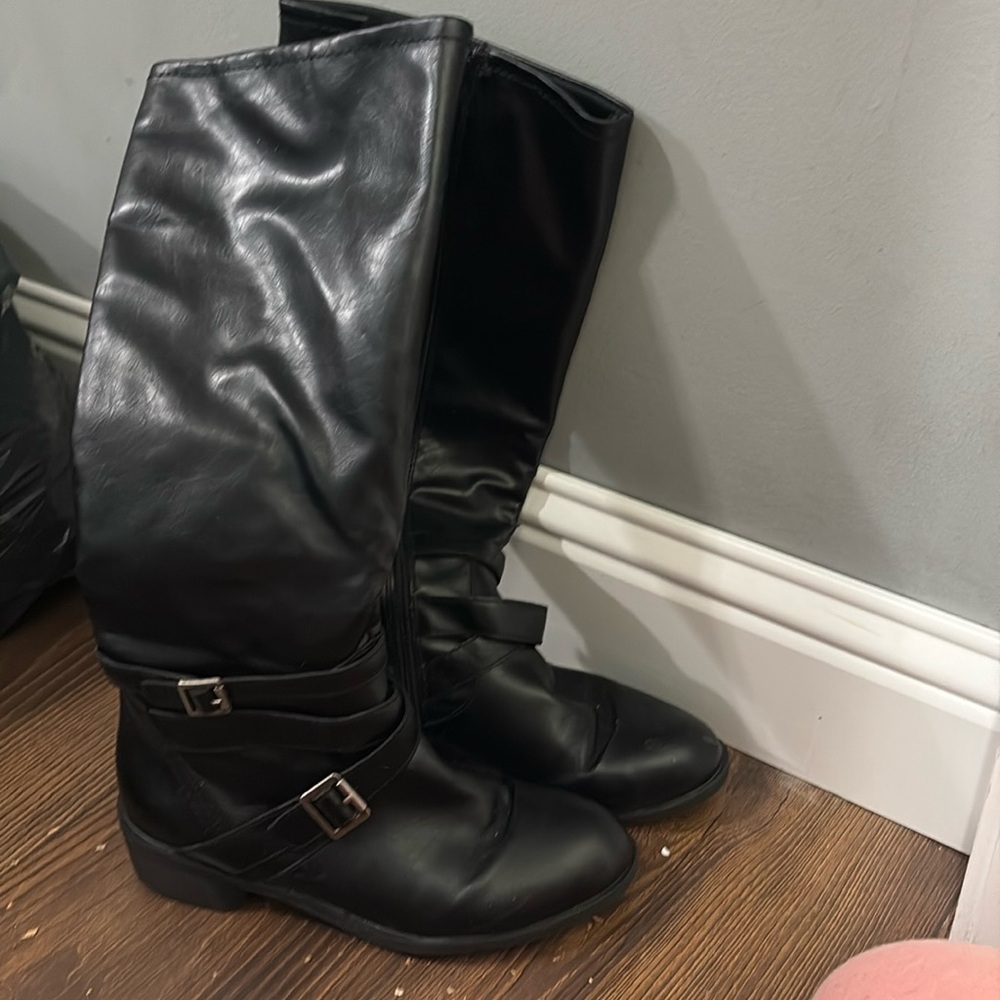 Black leather boots